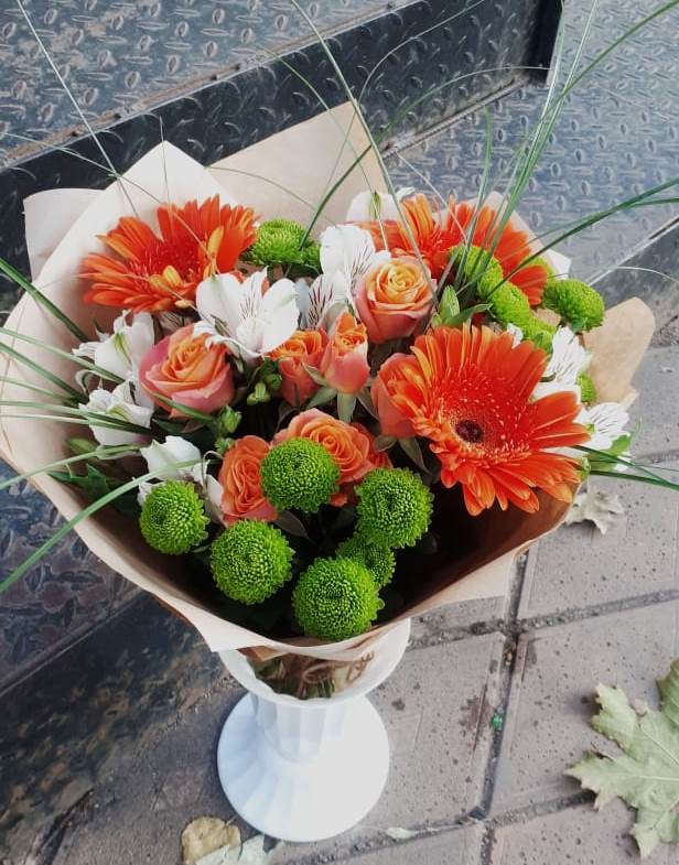 Букет цветов из: Герберы, Хризантемы, Альстромерии и Розы в Шиткино
