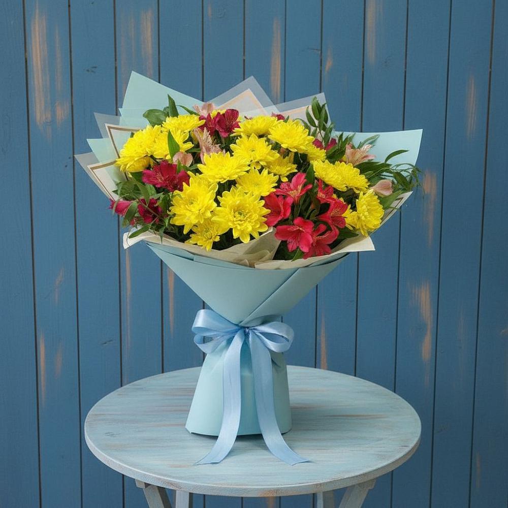 Букет цветов из: Альстромерии и Хризантемы в Шиткино