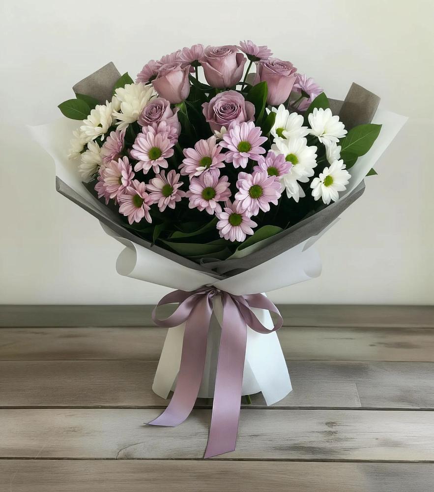 Букет цветов из: Хризантемы и Розы в Шиткино