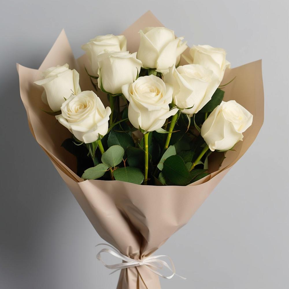 Букет 9 Белых роз Эдлесс Лав в Шиткино