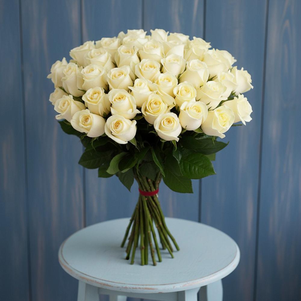 Букет 51 Белая роза Эдлесс Лав в Шиткино