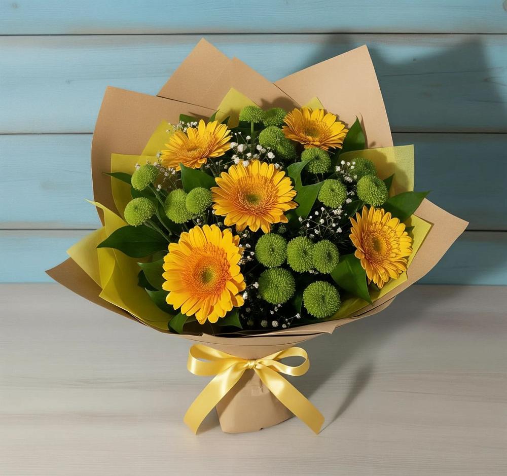 Букет цветов из: Герберы и Хризантемы в Шиткино