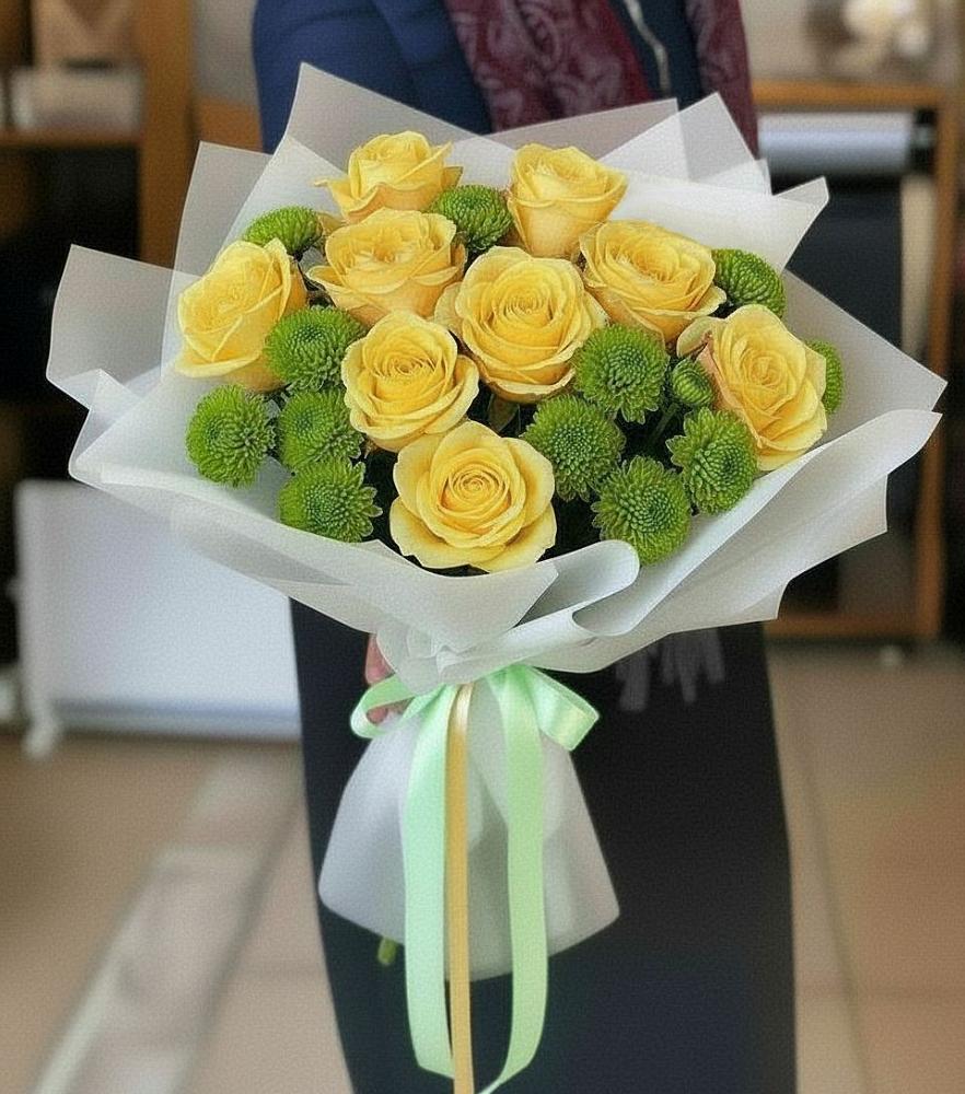 Букет цветов из: Хризантемы и Розы в Шиткино