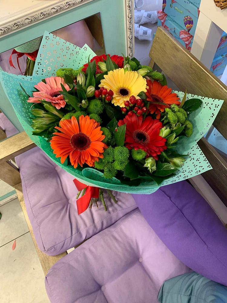 Букет цветов из: Герберы, Хризантемы и Альстромерии в Шиткино