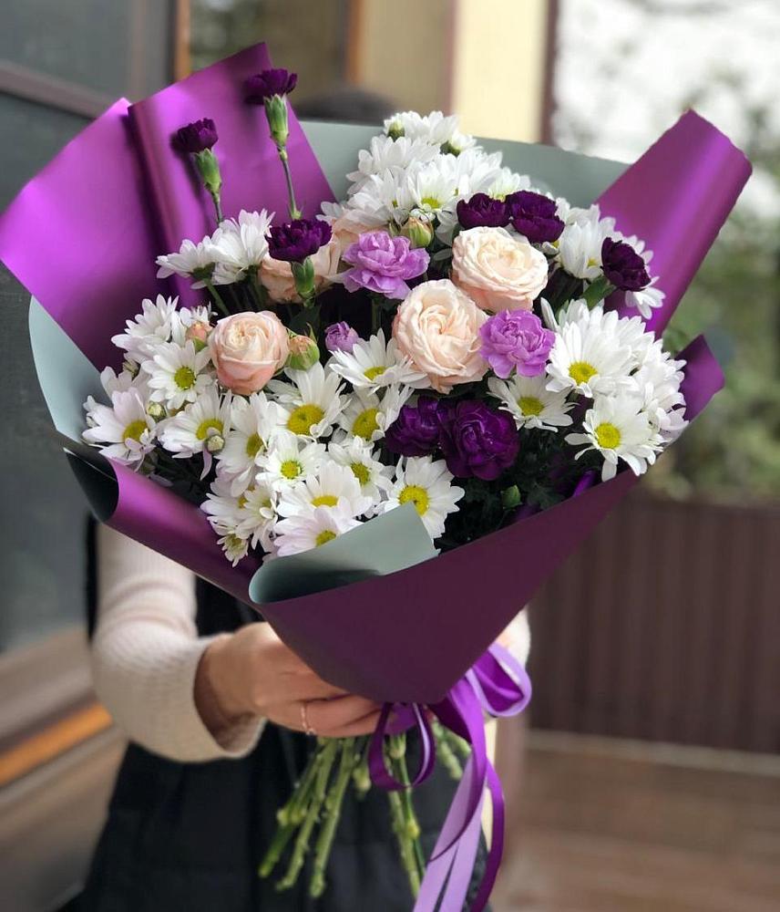 Букет цветов из: Хризантемы, Гвоздики и Розы в Шиткино