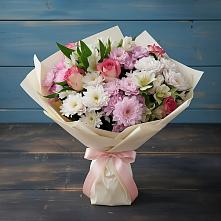 Букет цветов из:  Хризантемы, Альстромерии и Розы в Шиткино