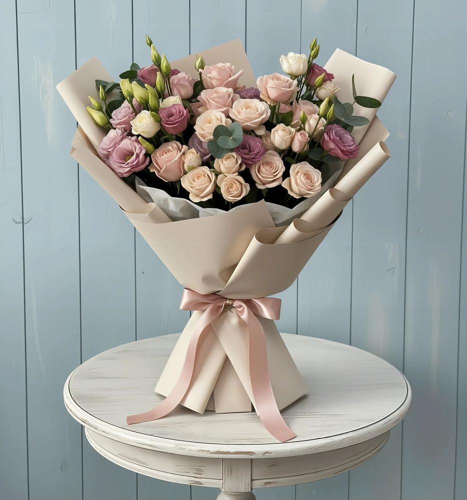 Букет цветов из: Розы и Лизиантусы в Шиткино