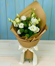 Букет цветов из:  Хризантемы и Лизиантусы #REPLACE_PRED# Шиткино