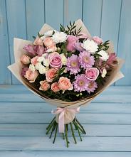 Букет цветов из:  Хризантемы, Розы и Альстромерии в Шиткино