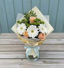 Букет цветов из:  Герберы, Розы и Хризантемы в Шиткино