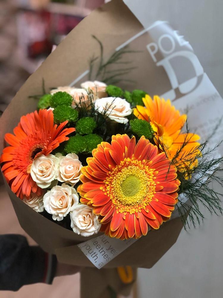 Букет цветов из: Герберы, Хризантемы и Розы в Шиткино