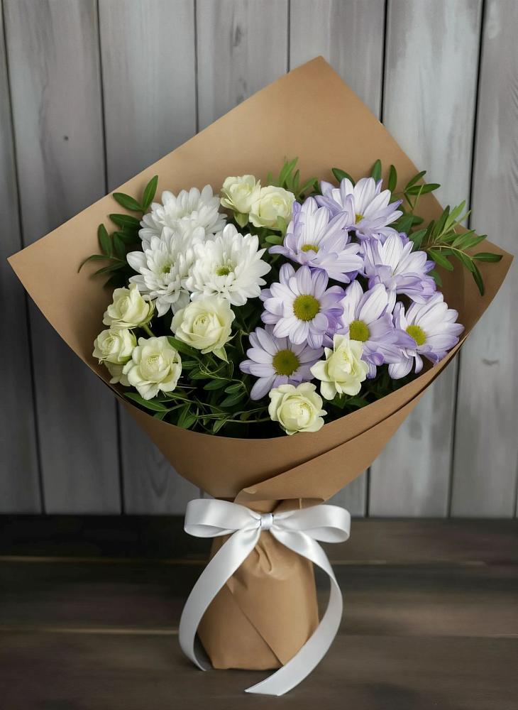 Букет цветов из: Хризантемы и Розы в Шиткино